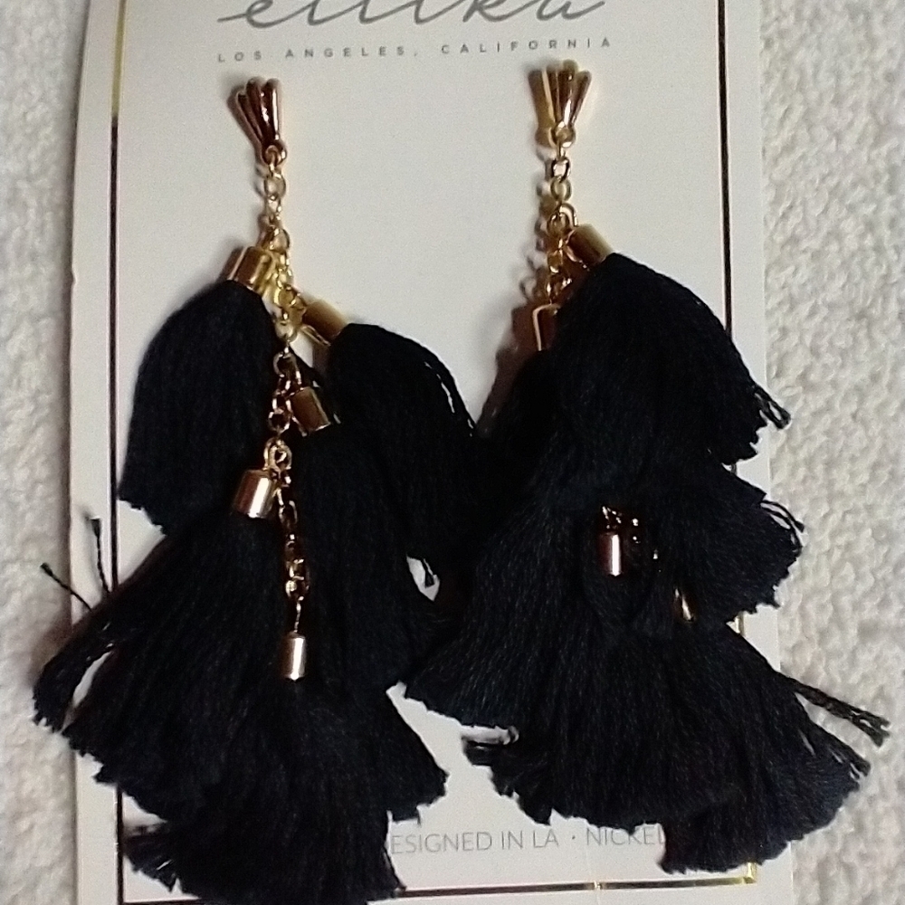 Ettika black dangle post earrings